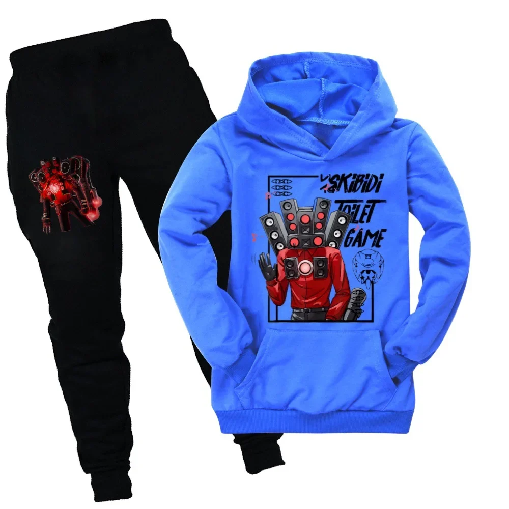 2Pcs Set New Skibidi Toilet Hoodie Sweatshirt+Pant Suit For 2-16Y Boys Girls Spring Autumn Anime Cartoon Tracksuit Kids Clothes