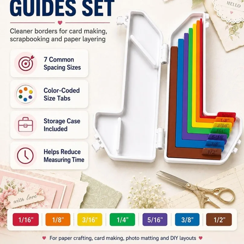 5/7PCS Paper Crafting Alignment Guides with Case for Card Making Set Precision Layering Matting Spacers Matching Storage Box