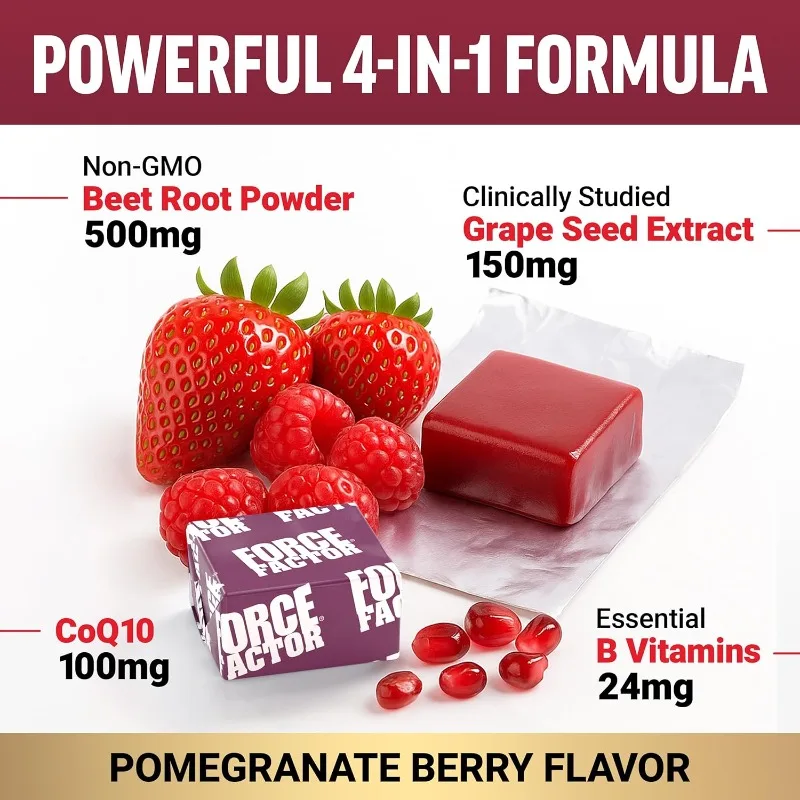 

Жевательные конфеты Total Beets Ultimate Heart Health для поддержания здоровья сердца и нормализации артериального давления с порошком свеклы и витаминами