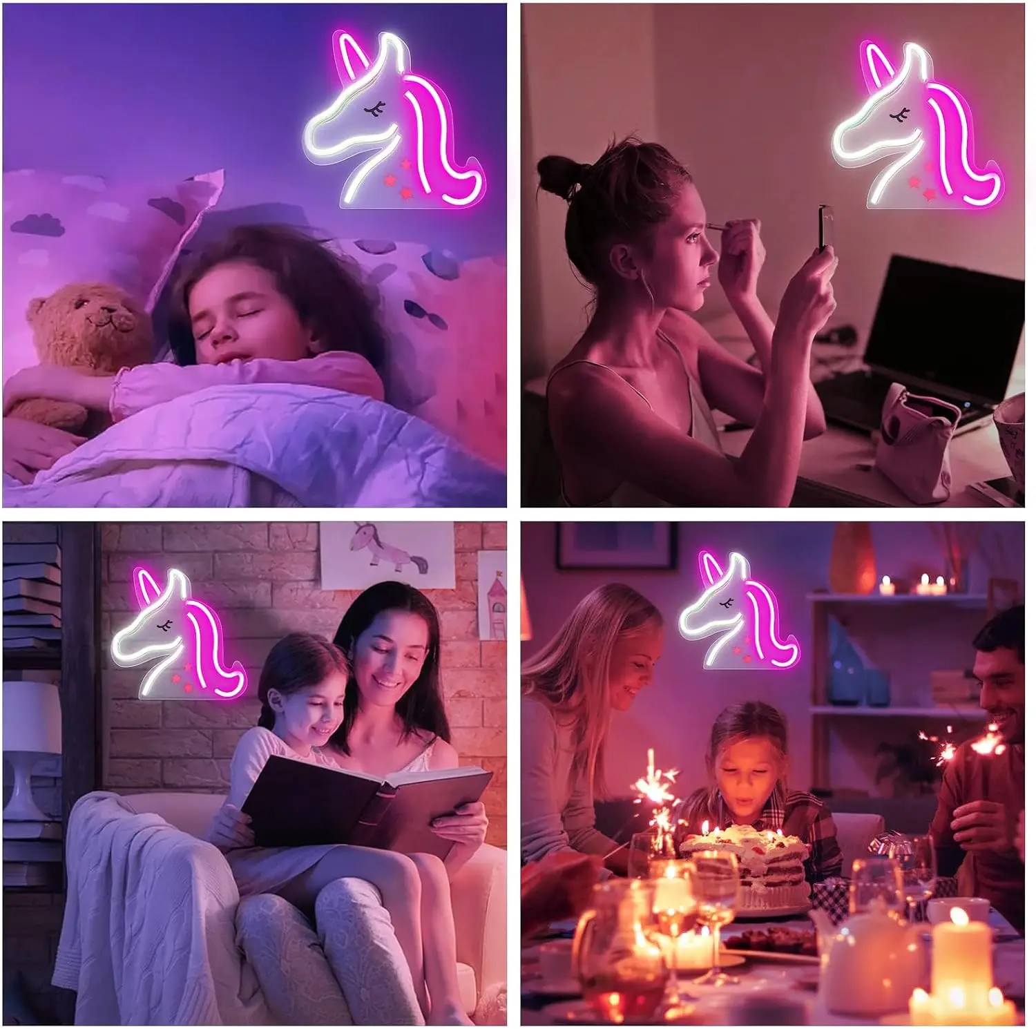 Letrero de neón de unicornio con luz LED para niñas, sala de sueños, dormitorio, decoración de pared y ventana, fiesta, habitación de niños, regalo de cumpleaños y Navidad para chico