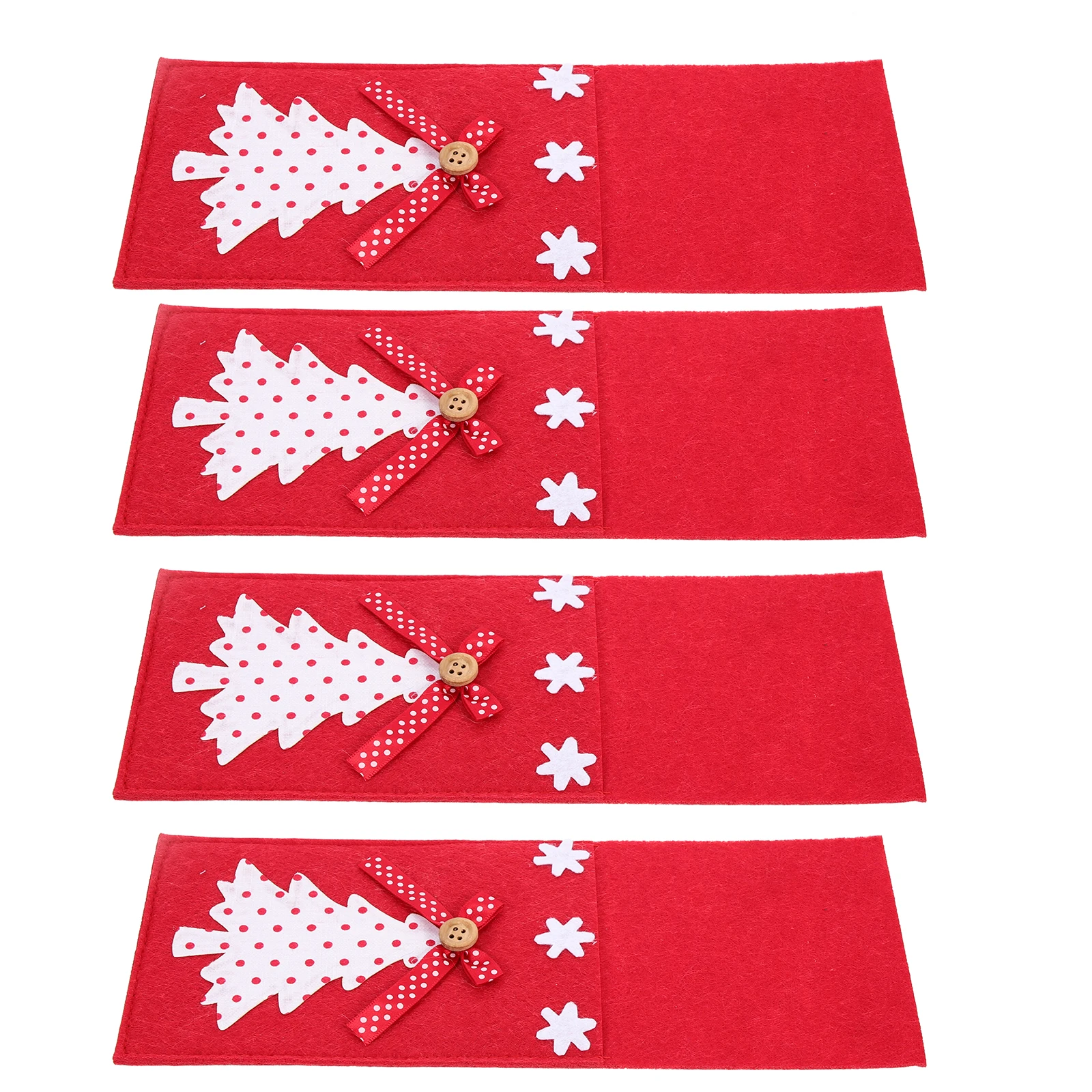 

4Pcs Christmas Cutlery Bags Felt Felt Cutlery Pouch Cloth Covers Exquisite Tableware Pockets Holiday