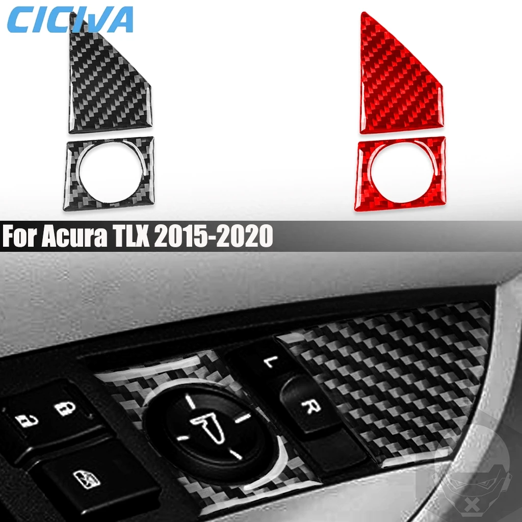 

Carbon Fiber Car Accessories Side View Mirror Adjustment Decorative Interior Cover Trim Modified Sticker For Acura TLX 2015-2020