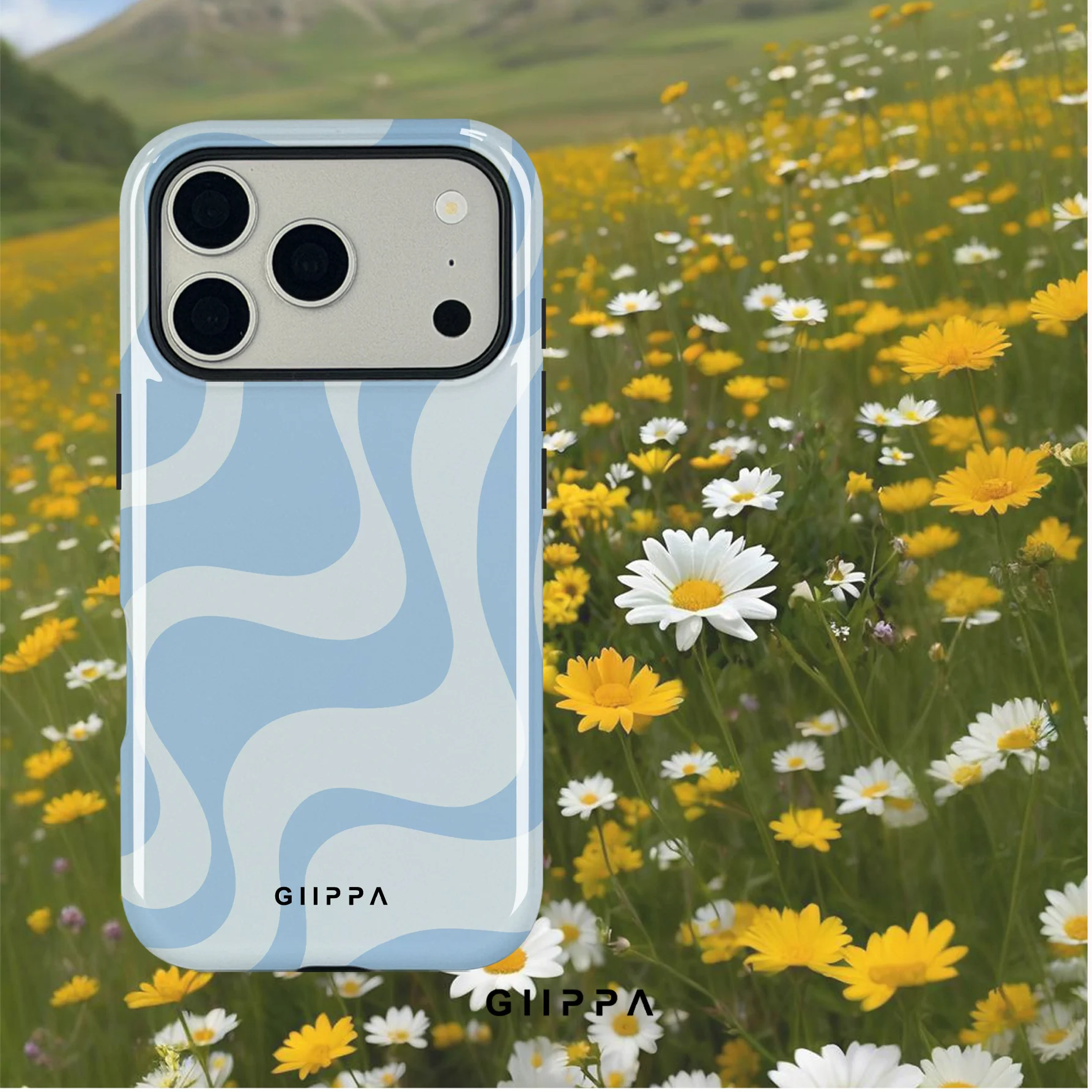 Photography Lighting Case - Irregular light Sky Blue wave pattern