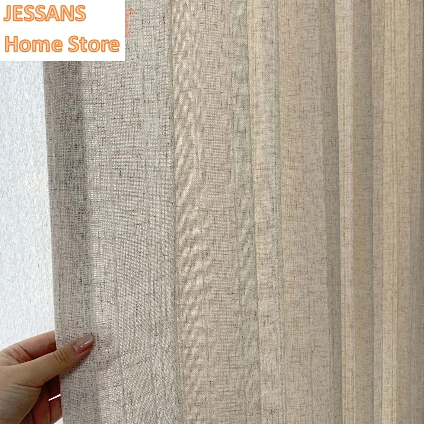 

Custom Size Japanese Style Linen Semi Blackout Curtain Natural Cream Colored Cotton Linen Woven Curtains for Bedroom Living Room