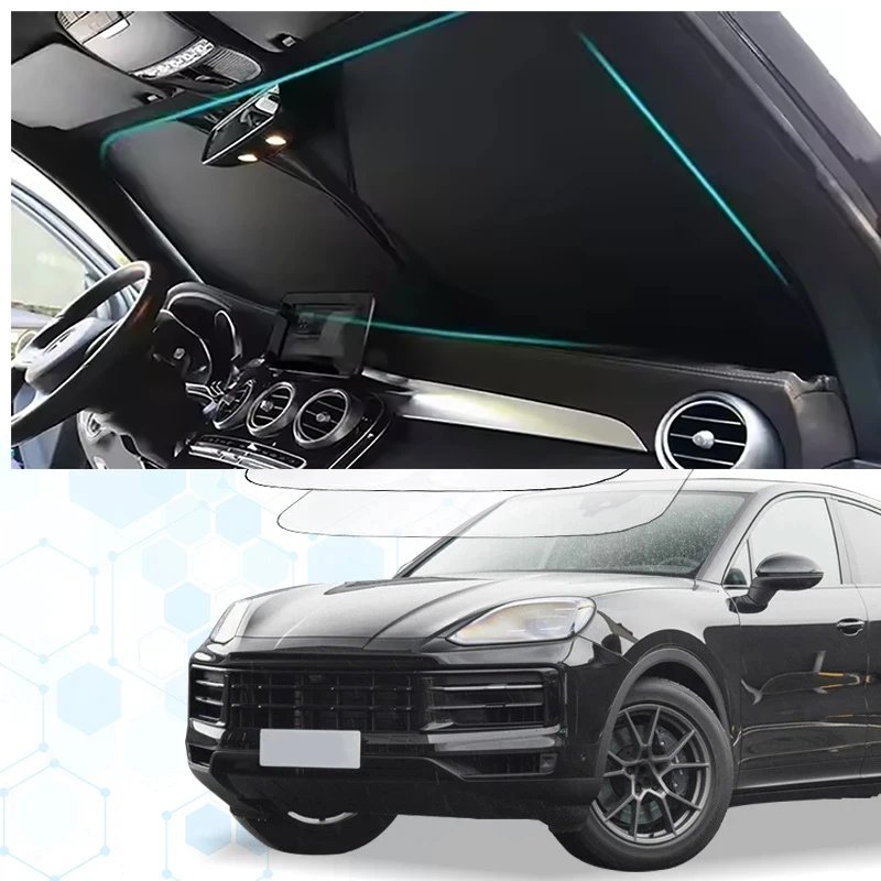 Windshield Sun Shade For Porsche Cayenne Coupe 955 958 957 Sunshade Sun Visor Protector Foldable Blocks UV Rays Keep Car Cooler
