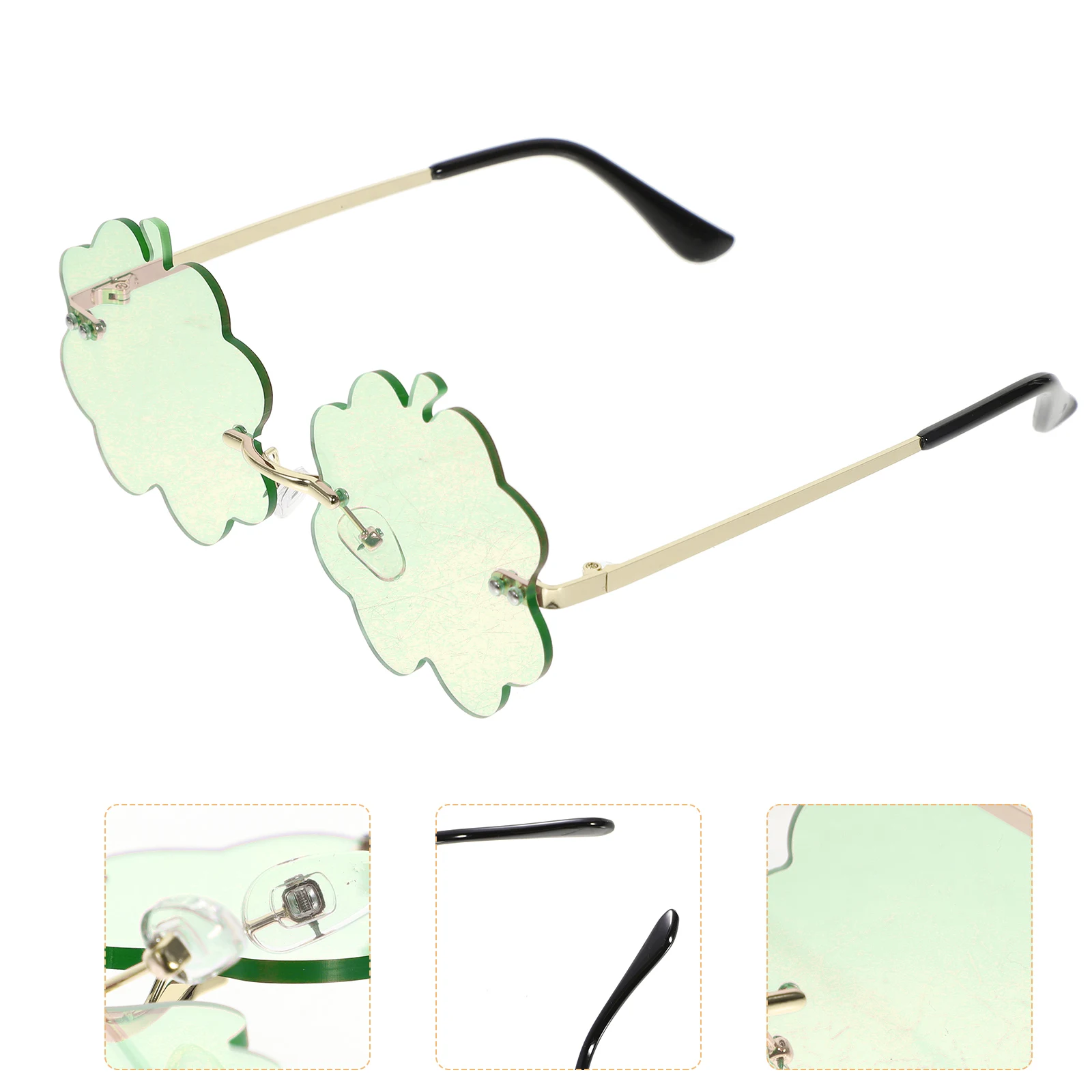 

1 Pair Rimless Sunglasses Funny Party Eyeglasses Cool Uv Protection Lightweight Durable Fashion Costume Prop For Festival