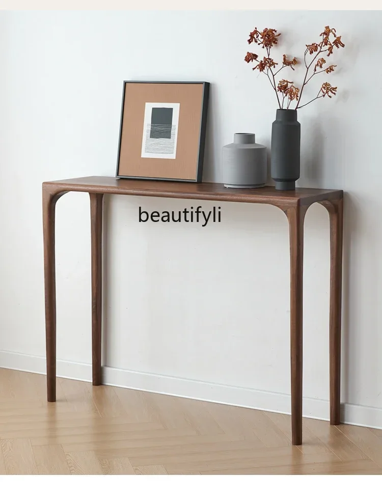 

S North America Black Walnut Wood Entrance Table New Chinese Solid Wood a Long Narrow Narrow Table Zen Nordic Long Table