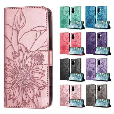 Emboss Flower Flip Leather For Samsung Galaxy A73 A72 A71 A57 A56 A55 A54 A53 A52 A51 A50 A37 A35 A33 A32 A24 A23 A22 A21 4G 5G