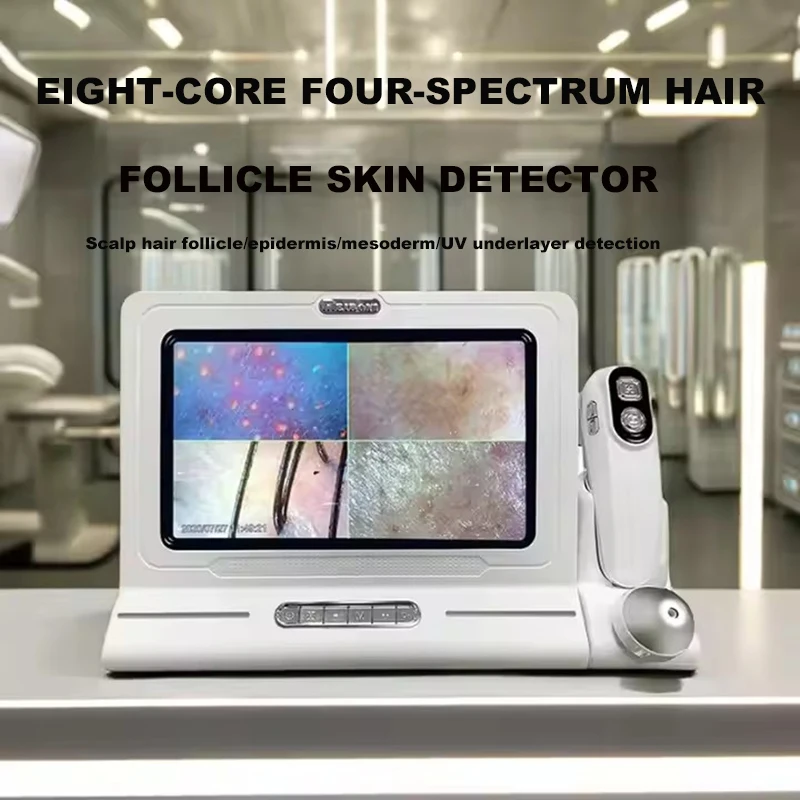 Portable 11inch Professional UV Skin Scalp Analyzer Machine 50x 200x Hair Follicle Detector Oil Moisture Tester Facial Hair Care