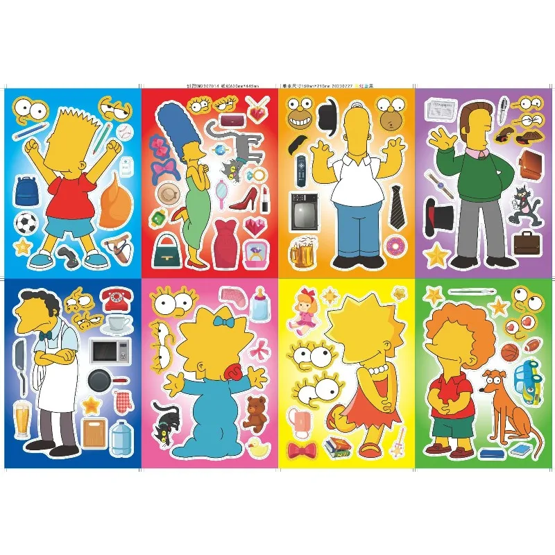 Die Simpsons Marge Homer Bart Aufkleber Hochwertige Farbdrucke Anime Cartoon Puzzle DIY Graffiti Eltern-Kind Dekorative Sticker – Detail 5