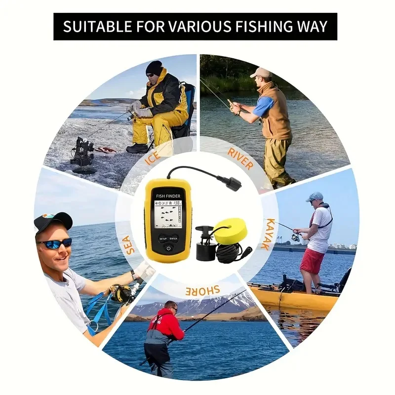 Portable Sounder Fish Finder with 45° Soundwave technology Coverage 4.5" HD Screen Alarm & GPS - Ideal for Lake & Sea Fishing