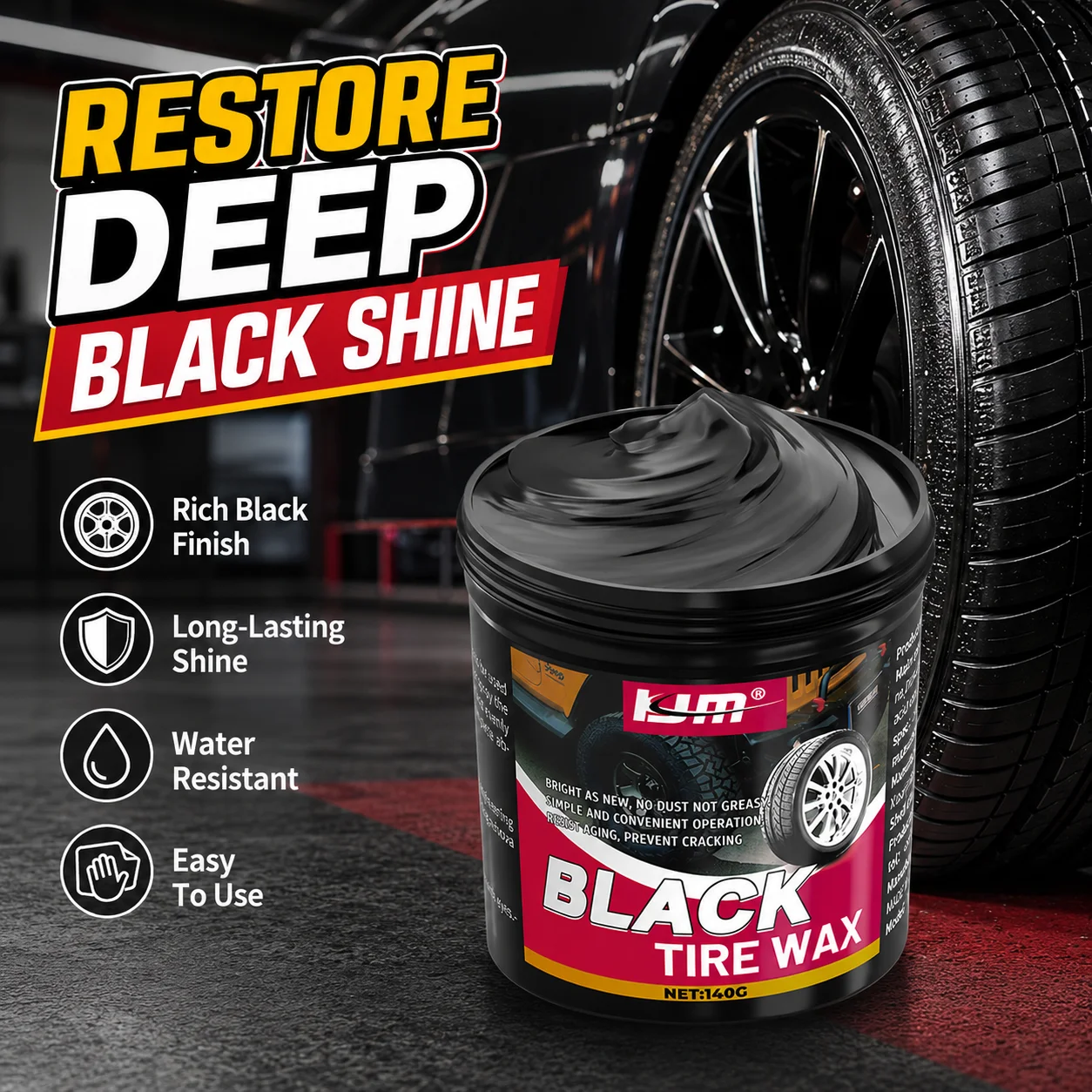 Car Tire Repair Kit & Panel Renewal Wax Coating Agent Car Plastic Back To Black Shine Gloss Long-Lasting Tire Polish Wax
