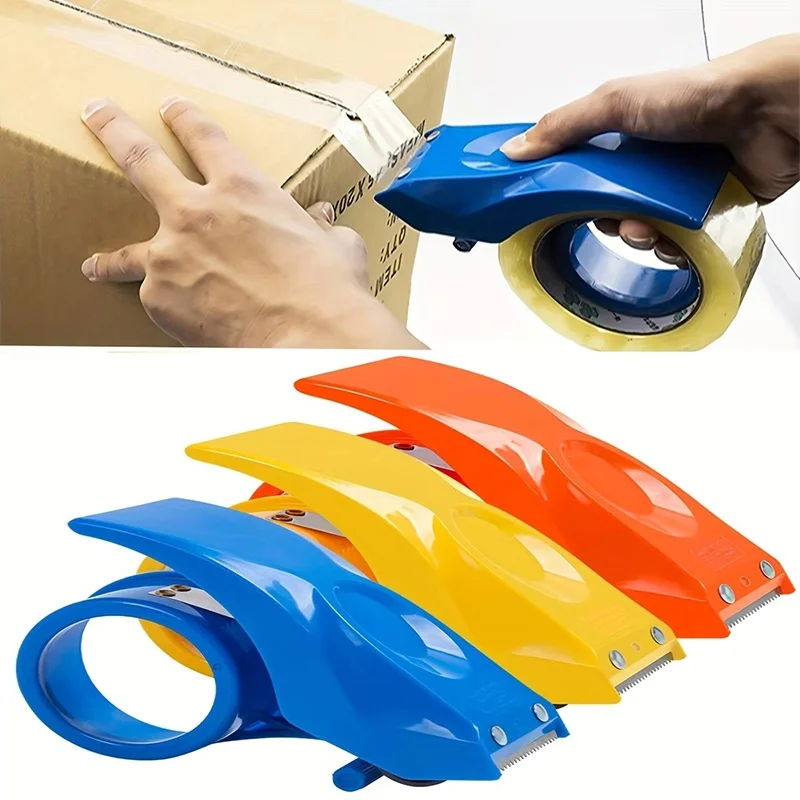 Handheld Metal Packing Tape Dispenser 6cm Wide Heavy Duty Shipping Tape Packaging Sealing Cutter For Warehouse Office Supplies