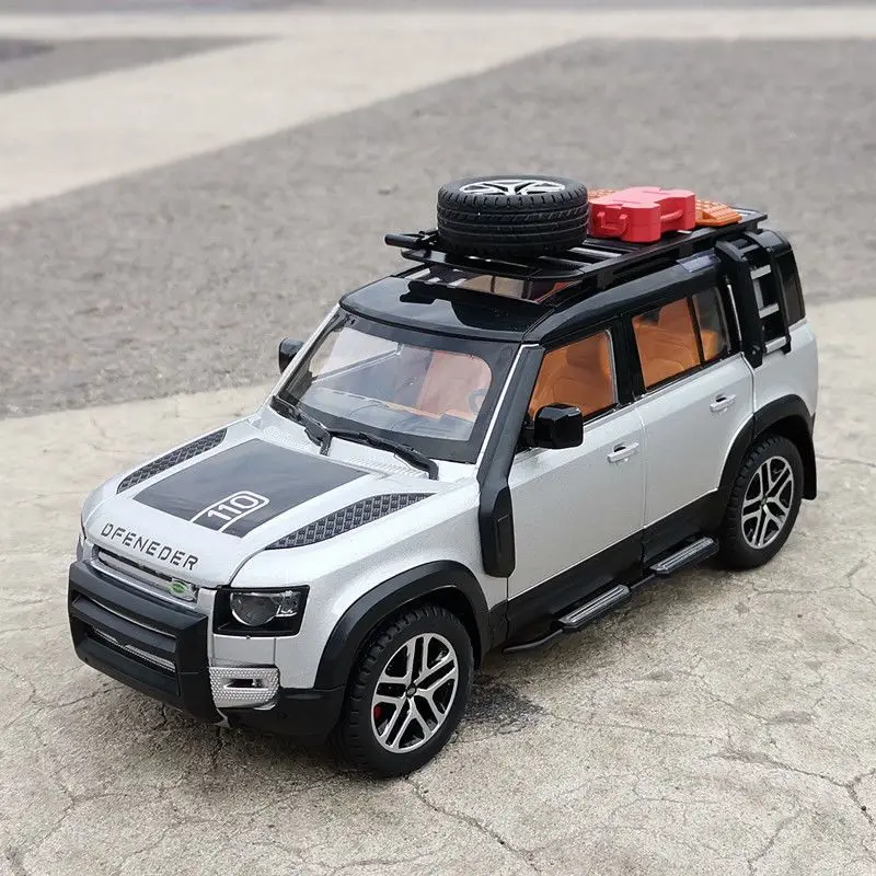 1/24 Range Rover Defender Alloy Car Model Diecast Metal Toy Off-road Vehicles Model Simulation Sound Light Collection Kids Gifts