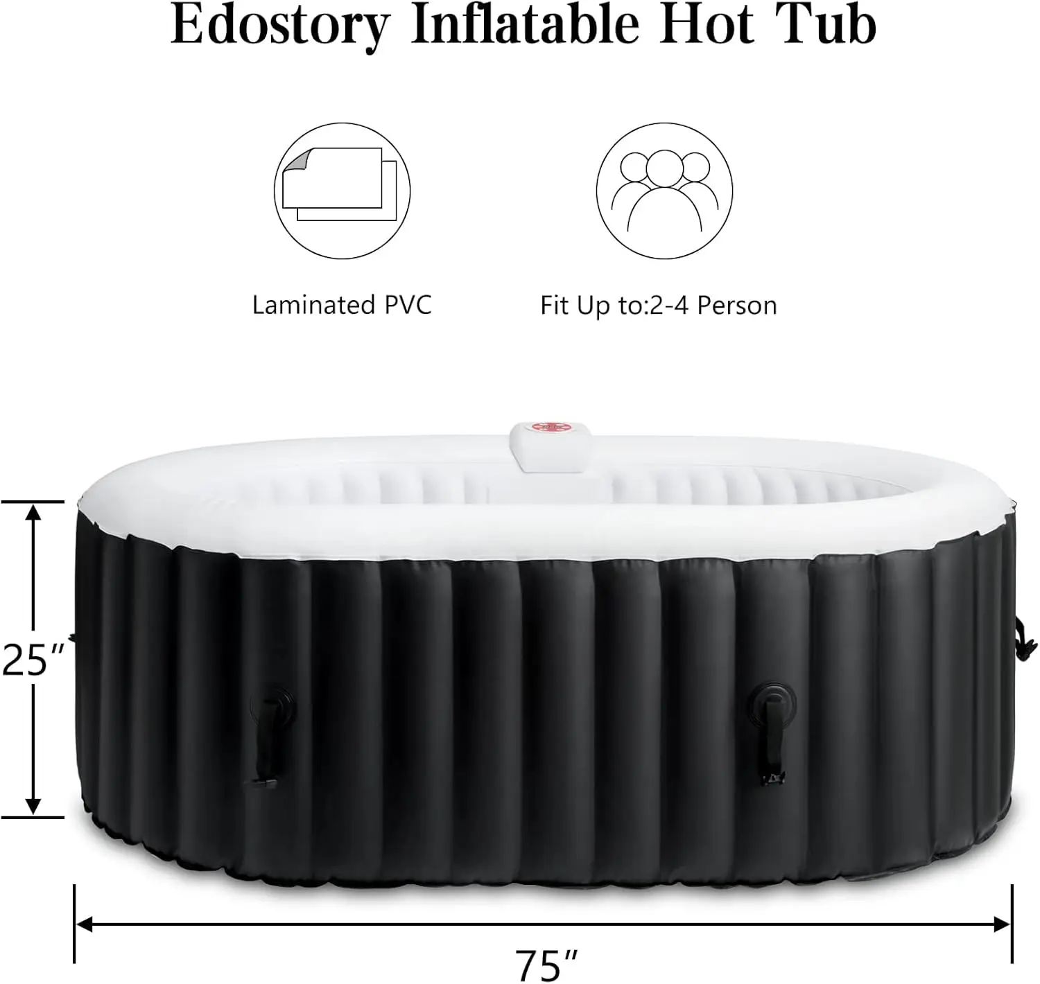 Edostory 2-3 Person Inflatable Hot Tub Spa, 75 x 47Inch Oval Portable Outdoor Hot Tub with Built-in Pump, Side Table,Bubble Jets