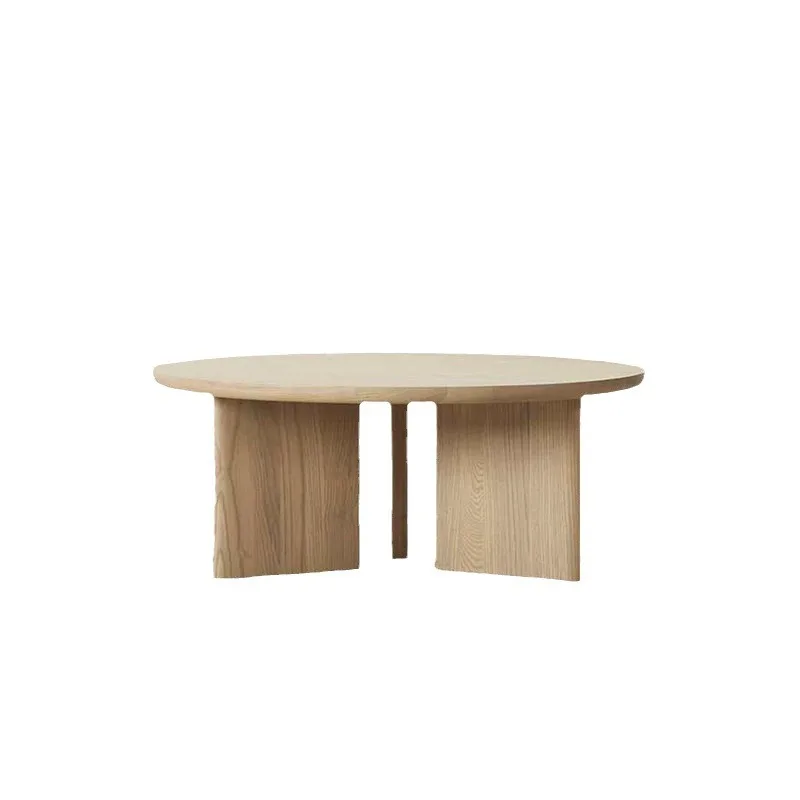 Rock Wabi-Sabi Style Solid Wood Round Coffee Table, Simple Geometric Creativity, Small Apartment Bay Window Table