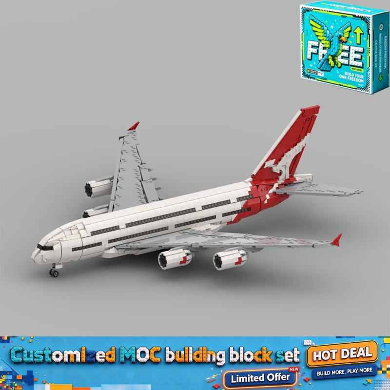 3573Pcs Large Passenger Airliner Building Blocks White Red Jumbo Jet Plane 1 100 Scale Aviation Display Assembly Model Gift