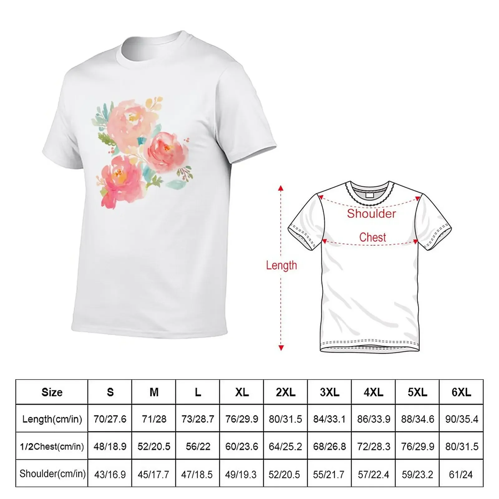 Peonies Watercolor Bouquet T-Shirt cute tops customs design your own Men's t-shirts