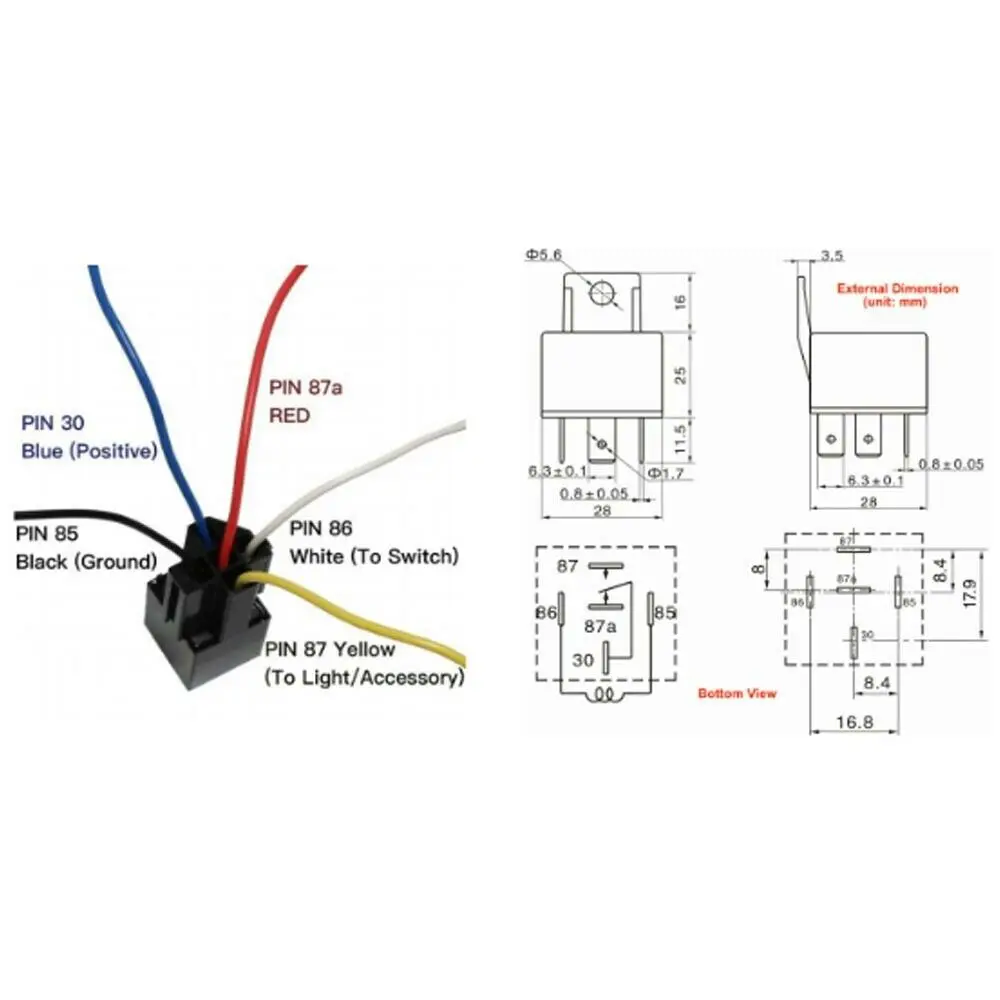 5Pcs 12V 40 Amp 4 Pin 5 Pin with Wires Car SPDT Automotive Relay DC W/ Harness Socket JD1912 JD1914 Car Relay Replacement Kit