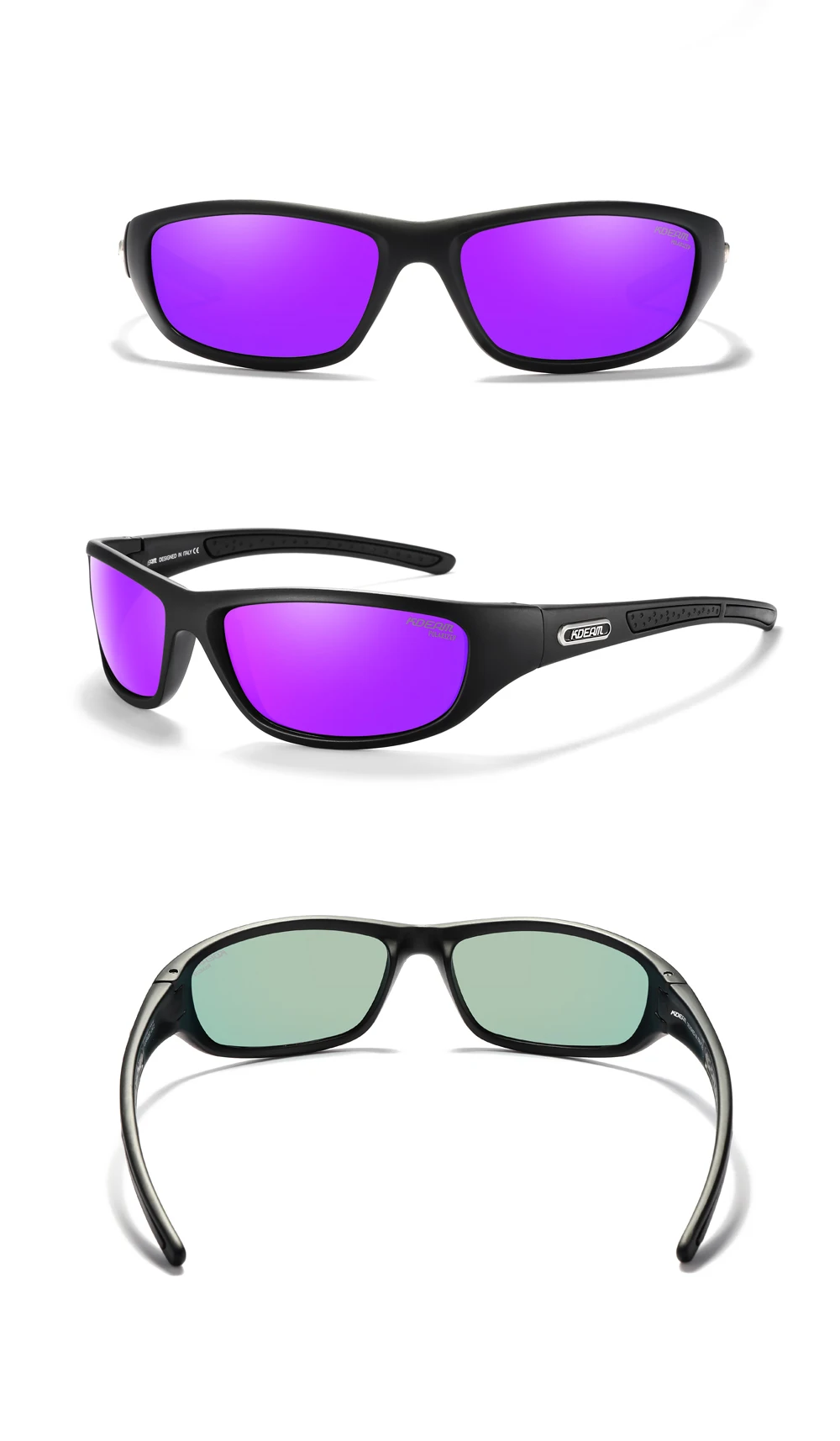 Kdeam fishing performance herren sonnenbrille polarisiert tr90 material markenlogo fahrrad brille mit reiß verschluss koffer kd0701 – Detail 26
