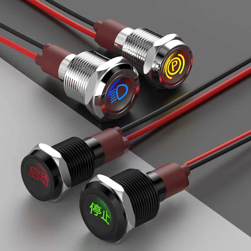 10/12MM DIY Customized pattern signal light Self-made shape metal indicator display symbol LED red, yellow, green, blue，white