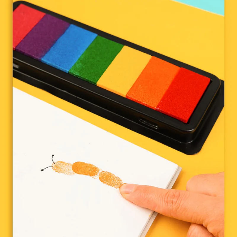 7 Colors Creative Finger Drawing Stationery Colored Ink Pad DIY Graffiti Finger Sponge Print Painting Seal Stamp Ink Pad