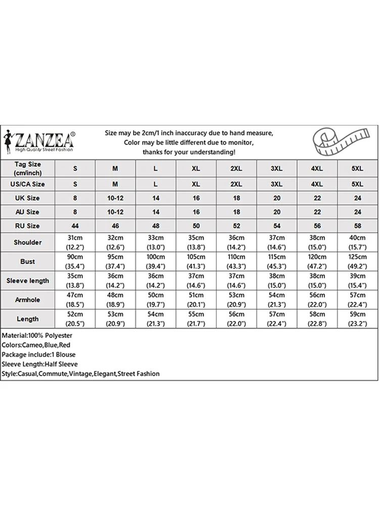 ZANZEA Elegant Women's Slim Fit Short Blouses Romantic Heart-Shaped Neckline Short Puff Sleeve Side Zipper Solid Color Tops 3XL