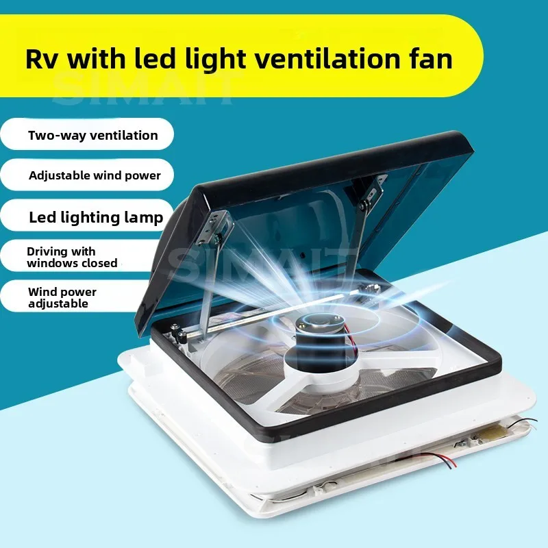 12V RV Caravan Roof Vent Fan Two‑Way Exhaust Fan Waterproof Rainproof Insect‑proof for Camper Bathroom