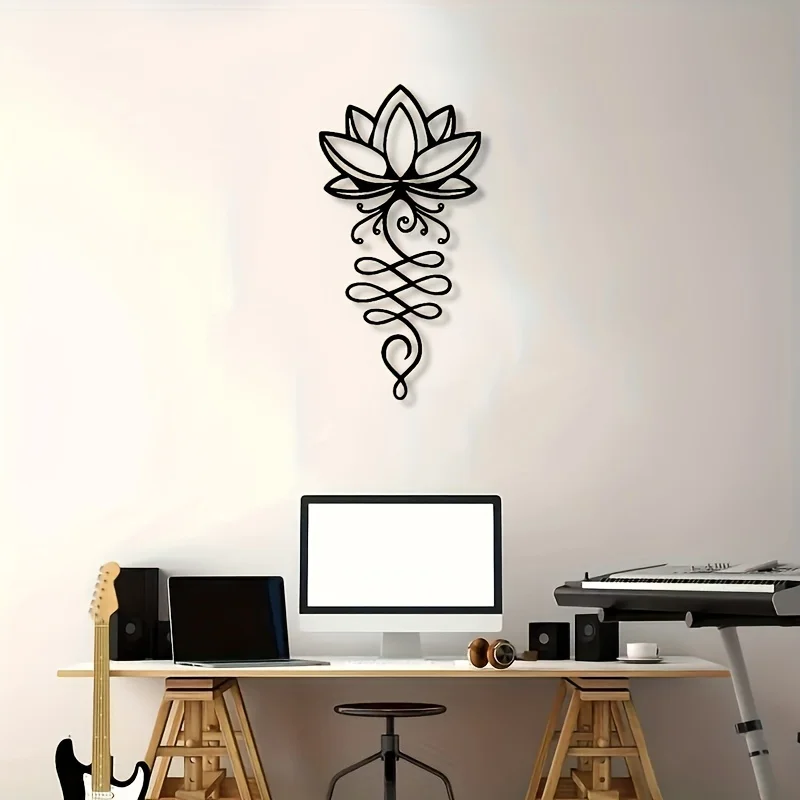 Metal Lotus Wall Decoration Black Lotus Wall Art Hollow Wall Logo Metal Flower Hanging Wall Silhouette Bedroom Decoration