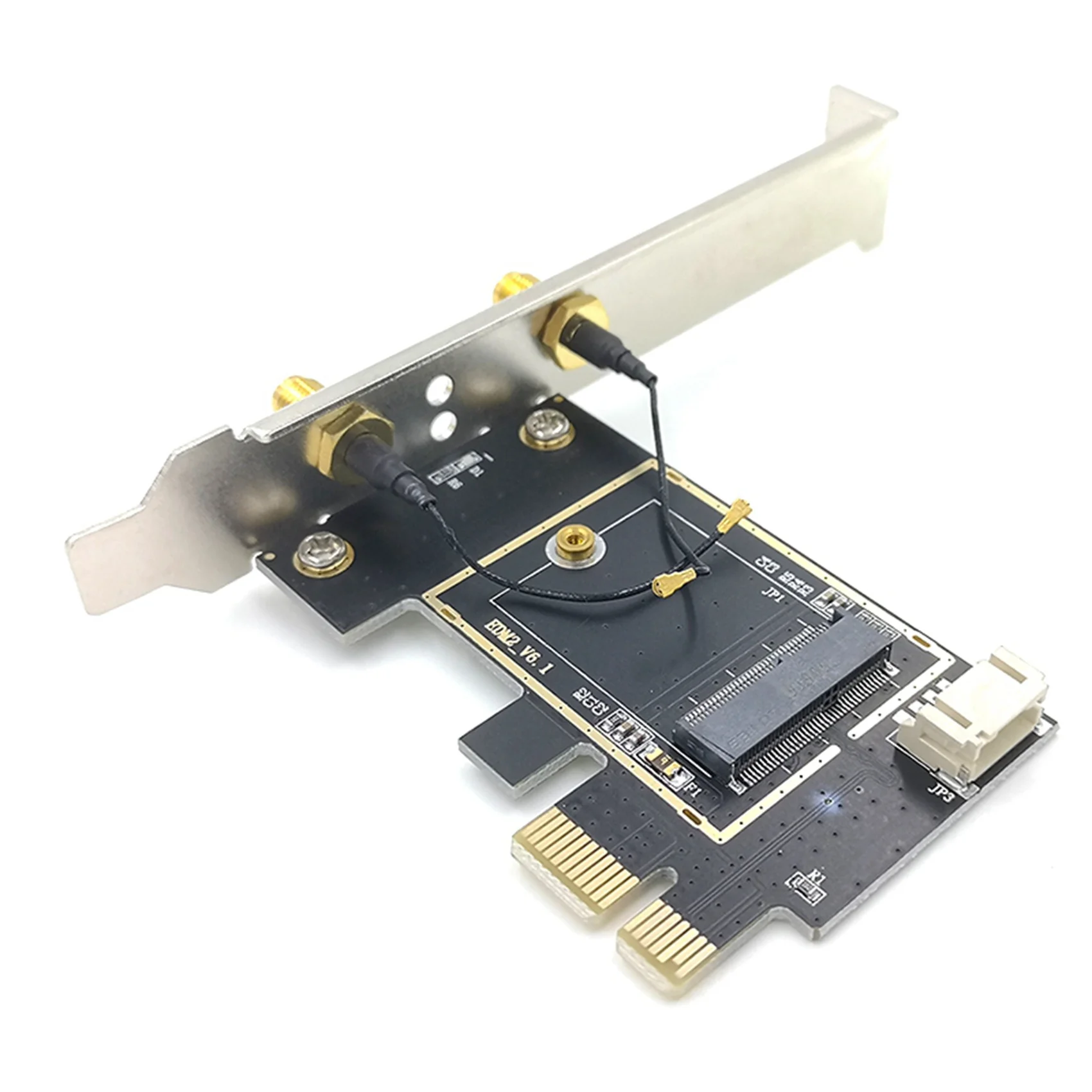 Exquisite-10X NGFF M2 Wireless Card To PCI-E Pcie Desktop Bluetooth Adapter With 2 AC Antenna For AX200 9260AC 8265NGW