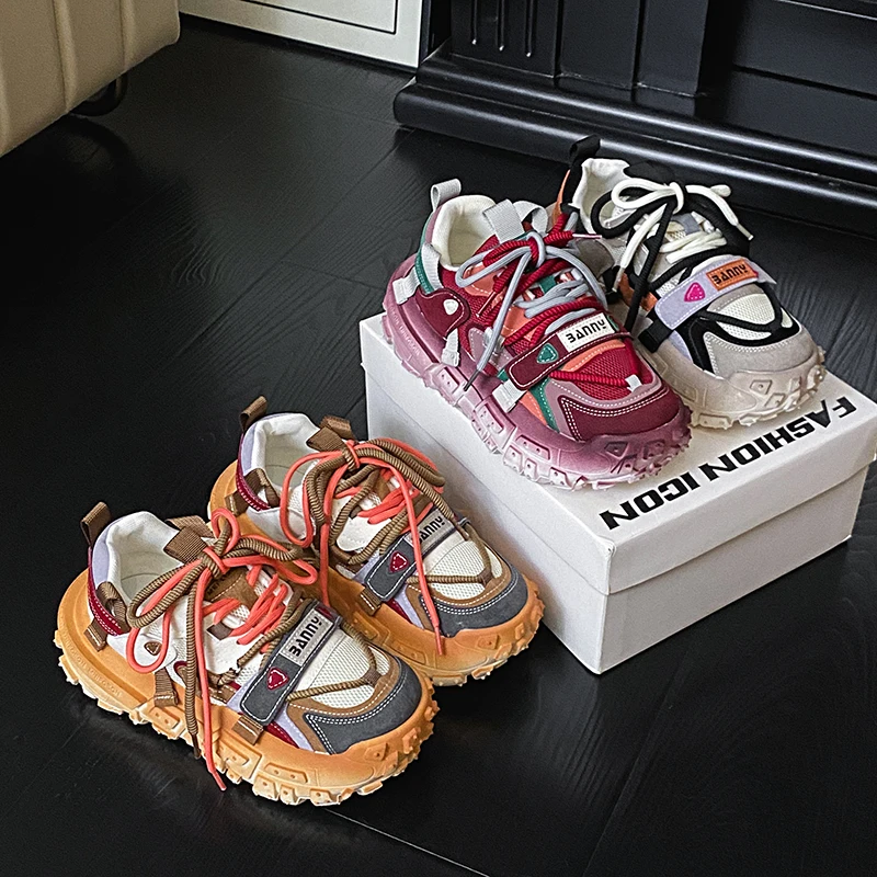 

Дизайнерские модные кроссовки с цветными блоками, кроссовки для бега на толстой подошве, повседневная женская обувь с увеличенным комфортом, Zapatillas De Deporte