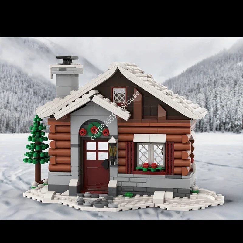 581 قطعة MOC جبال الألب سجل المقصورة الموسمية عيد الميلاد نموذج اللبنات العمارة تجميع DIY بها بنفسك هدية الكريسماس فكرة اللعب الطوب #1