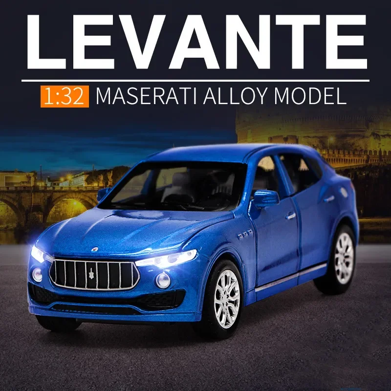 

Модель автомобиля Maserati Levante SUV из сплава, 1:32, литой и игрушечный автомобиль, модель металлического автомобиля, имитация звука, фотоколлекция, подарок