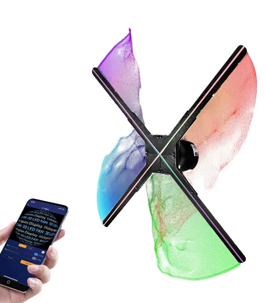 Holographic LED Advertising Fan 50cm-100cm Panel Size 65cm 3D Holographic Fan Projection Display Suitable for levitation virtual