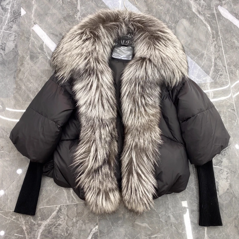 2025 Nieuwe Dames Vos Bontkraag Korte Donsjack Winterjas Mode Luxe Merk