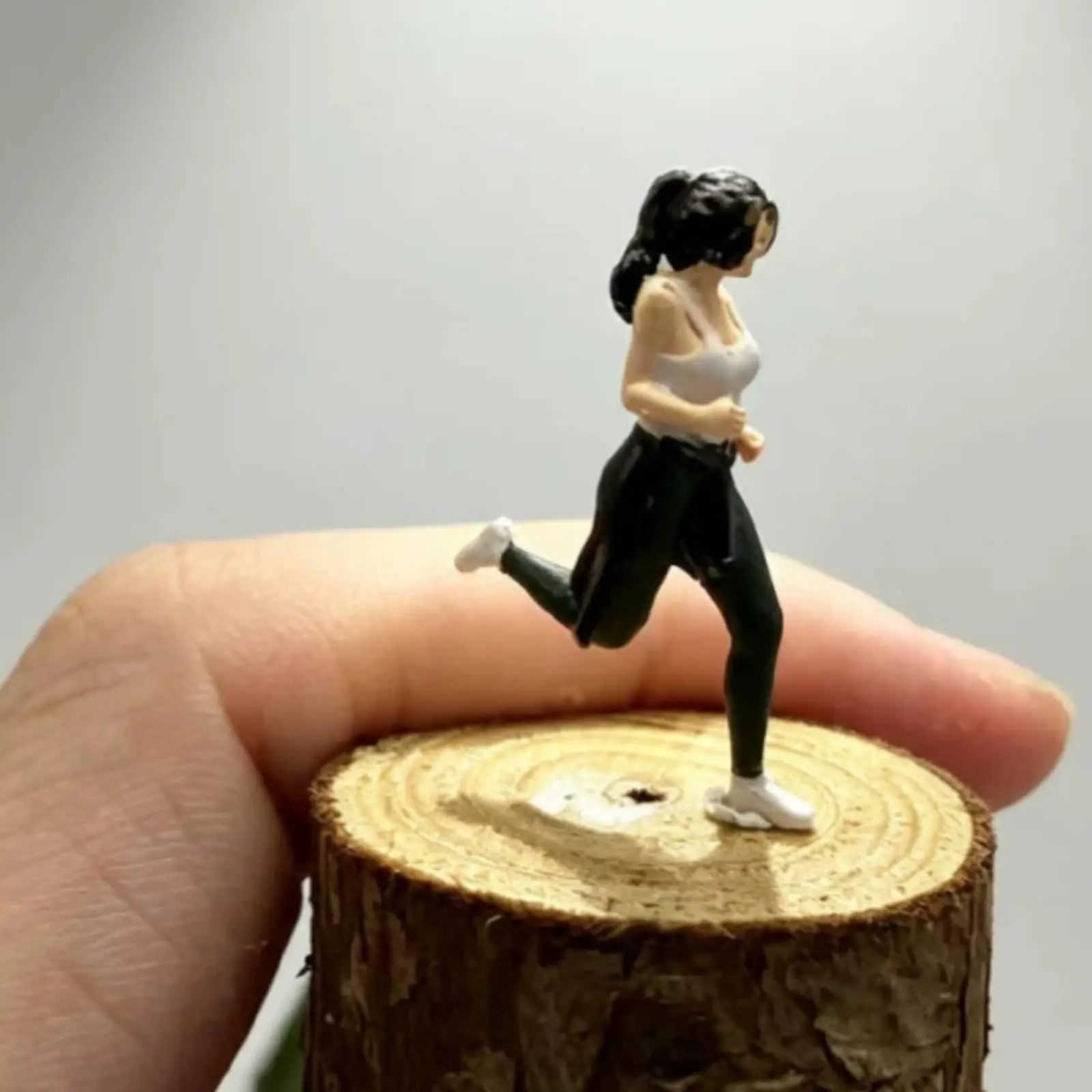 Resin Running Figure Small Female Jogging Mini Doll Realistic Miniature Statue for Creative Display and Layout