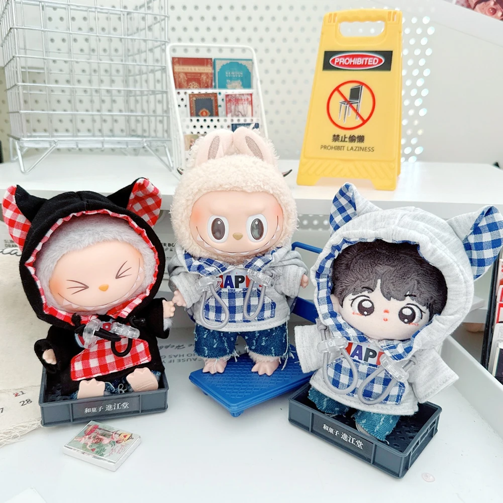 17cm Mini Plush Doll'S Clothes Outfit Accessories For Korea Kpop Exo Labubu Idol Youth Cool Sweater Set Clothing Gift