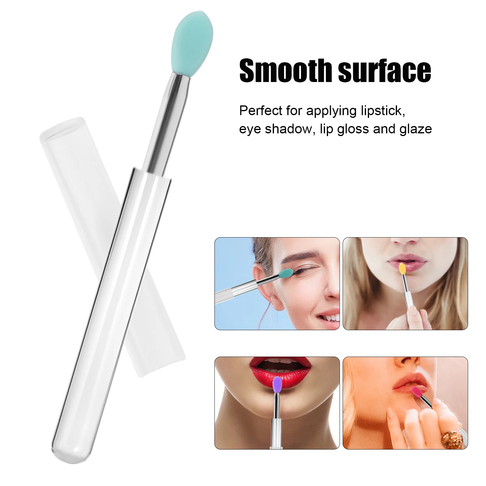 

10Pcs Silicone Lip Applicator Brushes Reusable Lip Balm Applicators with Cover Portable Makeup Brush Lipsticks Brush