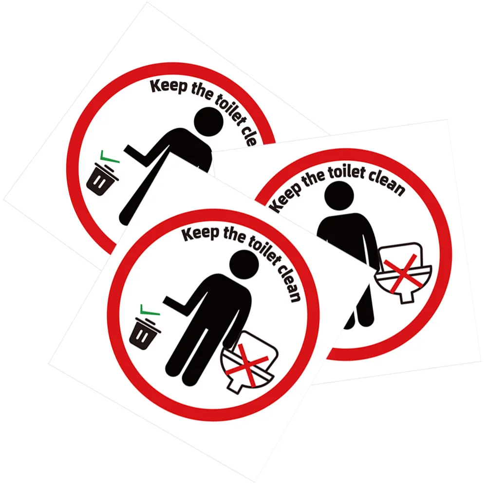 

3 Sheets Toilet Stickers Keep Clean Decals Bathroom Removable Decal Wall Decor Adhesive Potty Seat Signs Removable