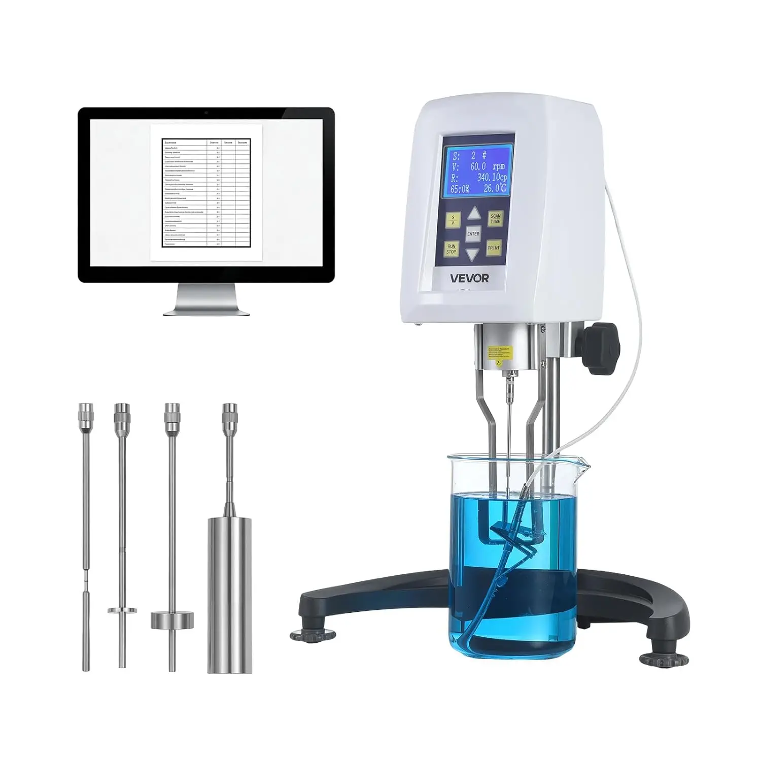 

VEVOR Digital Rotary Viscometer, 10-2,000,000 mPa.s(cP), ±2% Accuracy, 100-240V Digital Rotational Viscosity Meter with 4 Rotors