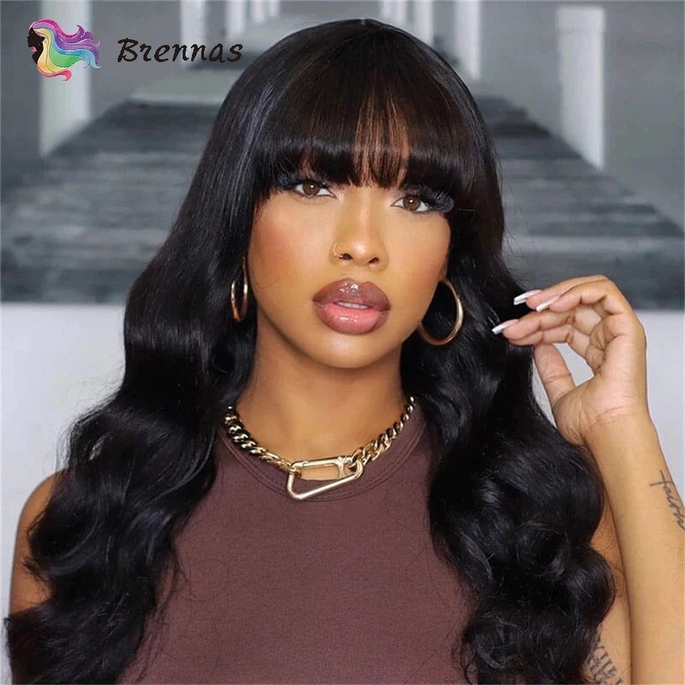 

Body Wave Human Hair Wig With Bangs Brazilian Wear And Go Glueless Wig Human Hair Ready To Wear Glueless Easy Install Remy Hair