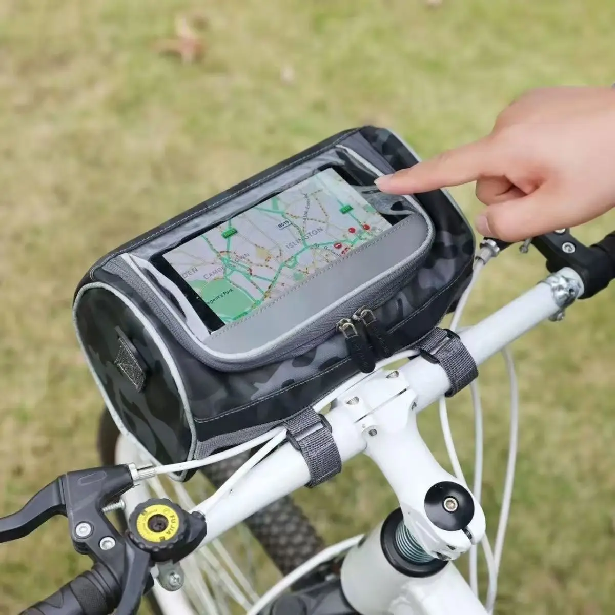 Motorcycle and electric bike front-mounted bicycle bag, mountain bike touchscreen navigation phone storage bag, delivery rider c - view 3