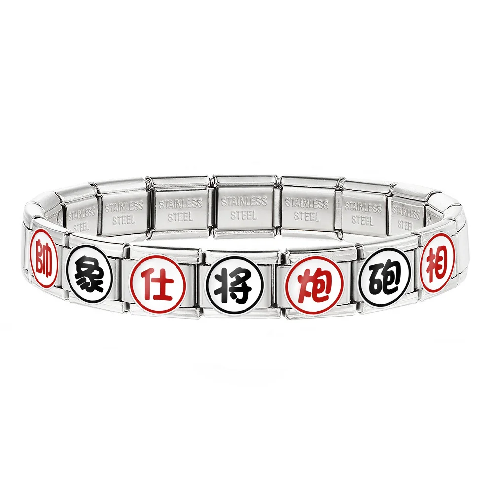 Neue Mode Y2K Chinesisches Schach Damen Herren Charms Schmuck Italienische Gliederkette Passend für 9mm Edelstahlarmband DIY Perlen Geschenke – Detail 2