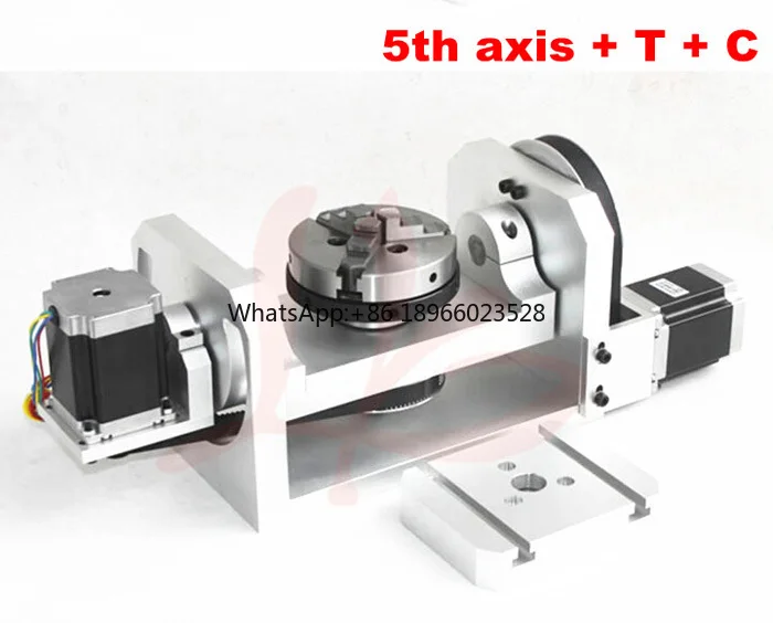 Mini CNC 4th aixs / 5th axis / A aixs Rotary Axis with Chuck with Table for cnc router