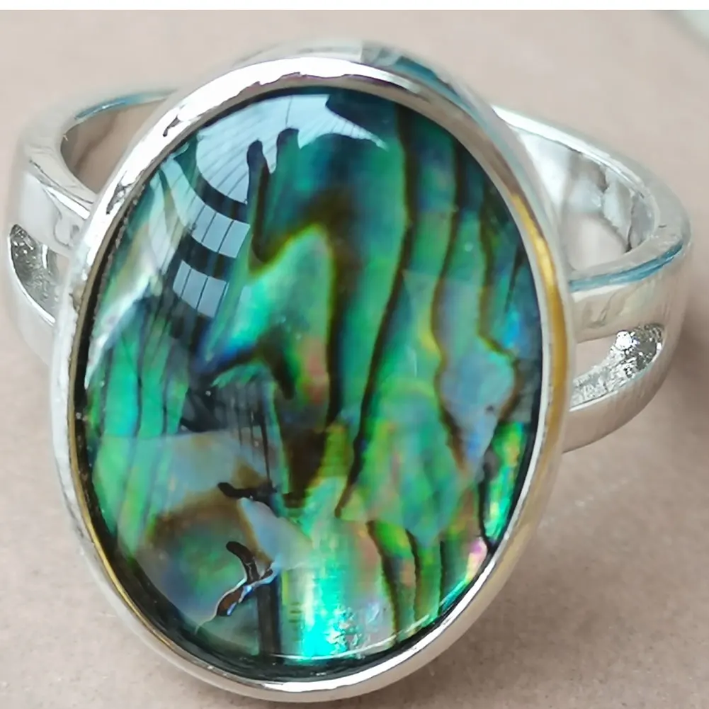 Fashion Jewelry New Zealand Abalone Shell Art bead Ring WFH937