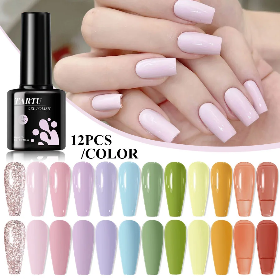 Ensemble de vernis à ongles Gel œil de chat 12 pièces Gel pour ongles Gel Semi-permanent 12 couleurs nu rose rouge bleu vert marron noir, haut