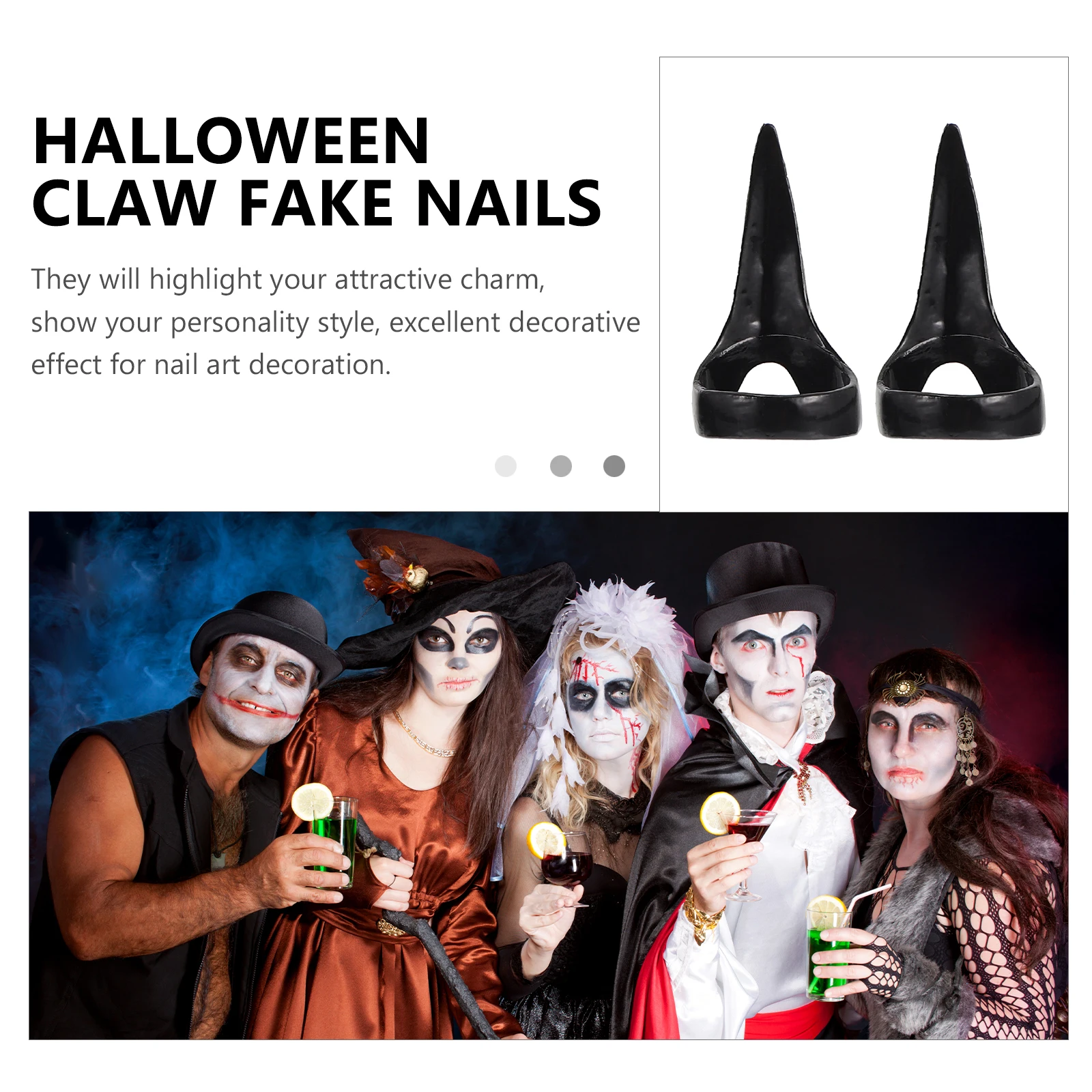 10pcs Halloween Claw Rings Finger Claws Fake Nails Punk Style Fingertip Claw Ring Trendy Nail Art Accessory For Costume Party