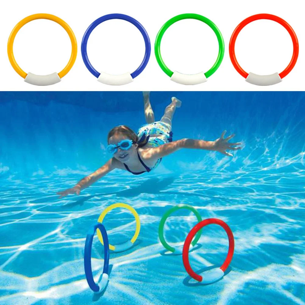 

4pcs Underwater Swimming Diving Sinking Pool Toy Rings For Kid Children