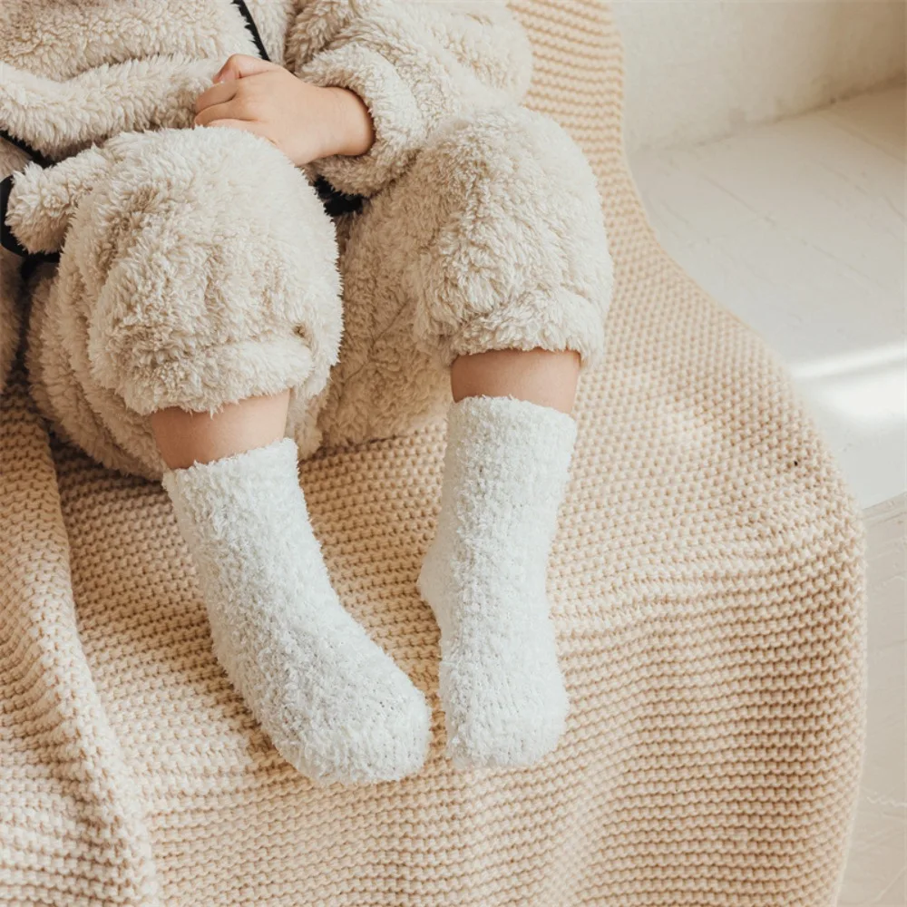 Comfortable Breathable Baby Socks Lovely Baby Boys Girls Plush Fluffy Socks Non-slip Kids Toddler Winter Warm Hosiery