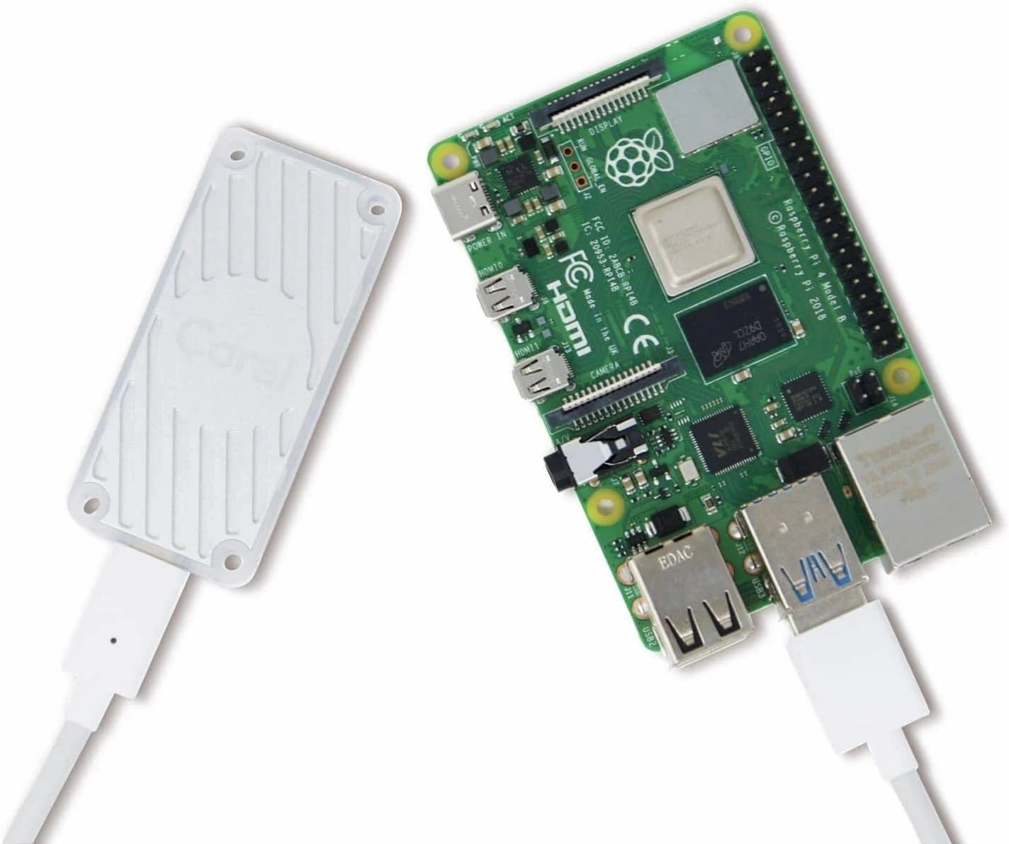 مسرع USB المرجاني Google Edge TPU، يدعم التعلم الآلي AutoML Vision Edge، Raspberry Pi، macOS، Windows 10